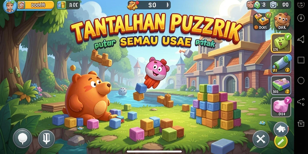Screenshot utama DKK menampilkan gameplay Puzzle yang menarik dan menantang.