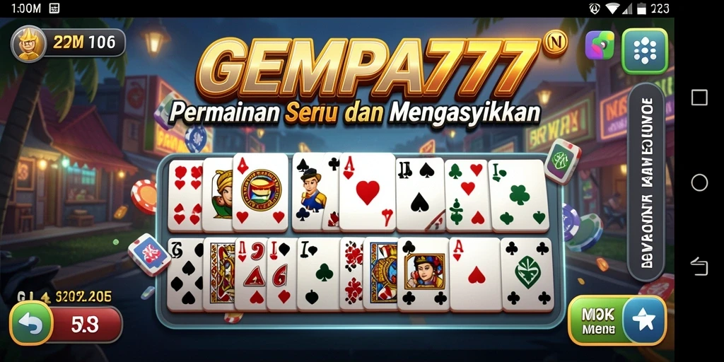 Screenshot utama GEMPA777 menunjukkan pemain menikmati game Domino.