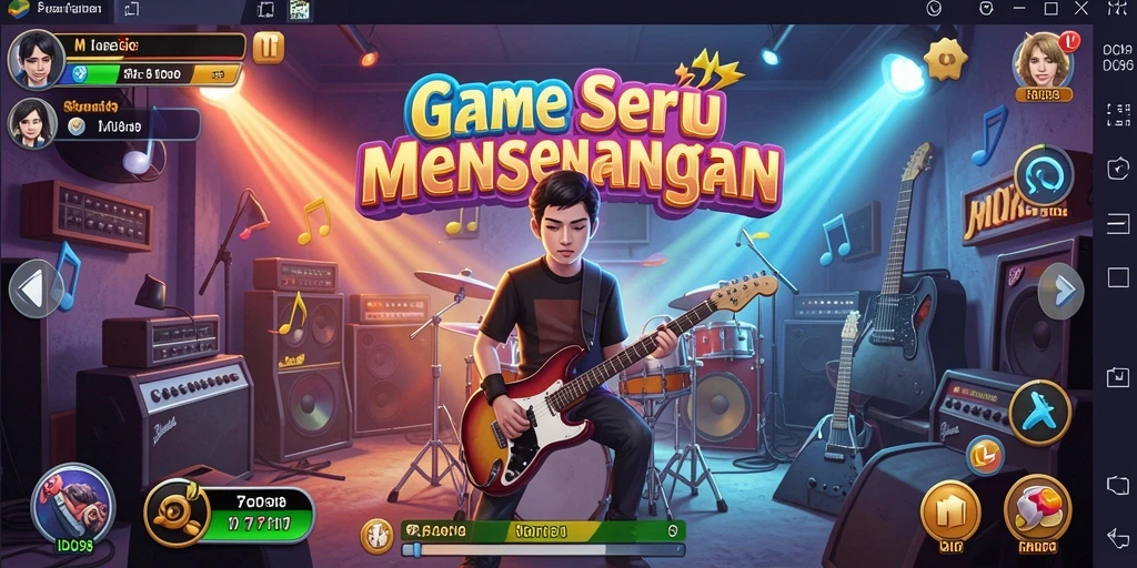 Screenshot fitur gameplay menampilkan tantangan musik yang seru.
