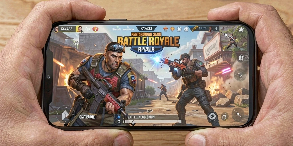 Gameplay seru KAYA33 dengan aksi Battle Royale yang intens.