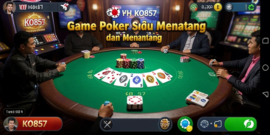 Gameplay seru aplikasi poker KO857 dengan pemain aktif.
