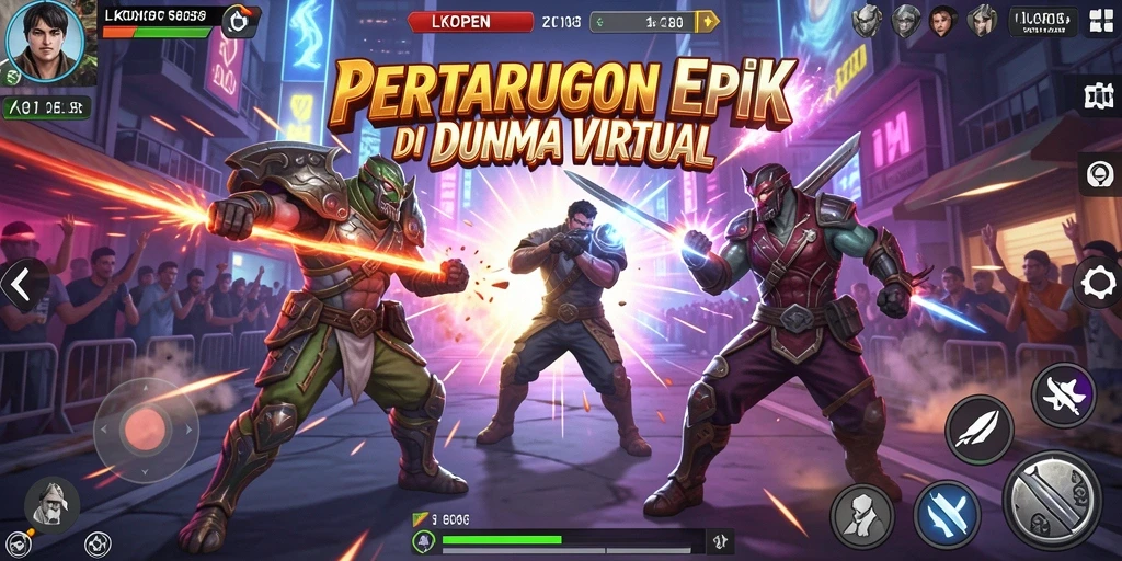 Screenshot gameplay LKOPEN menampilkan pertarungan yang seru dan dinamis.