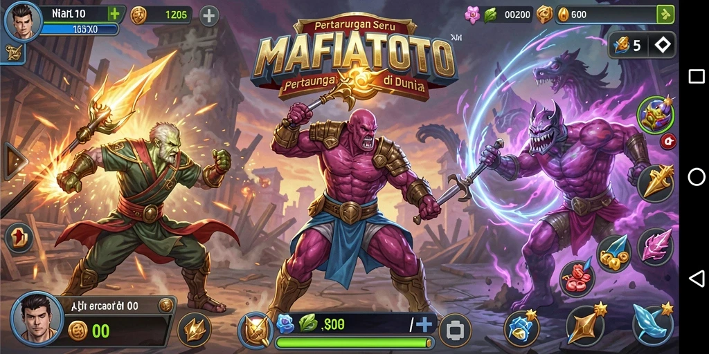 Tampilan gameplay MAFIATOTO dengan aksi pertarungan yang dinamis.
