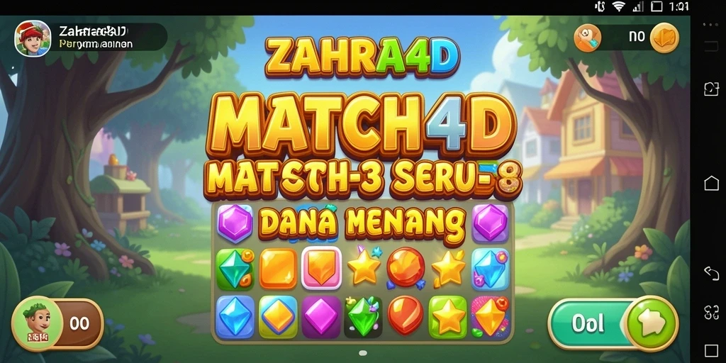 Tangkapan layar ZAHRA4D menampilkan gameplay seru dengan tantangan Match-3.